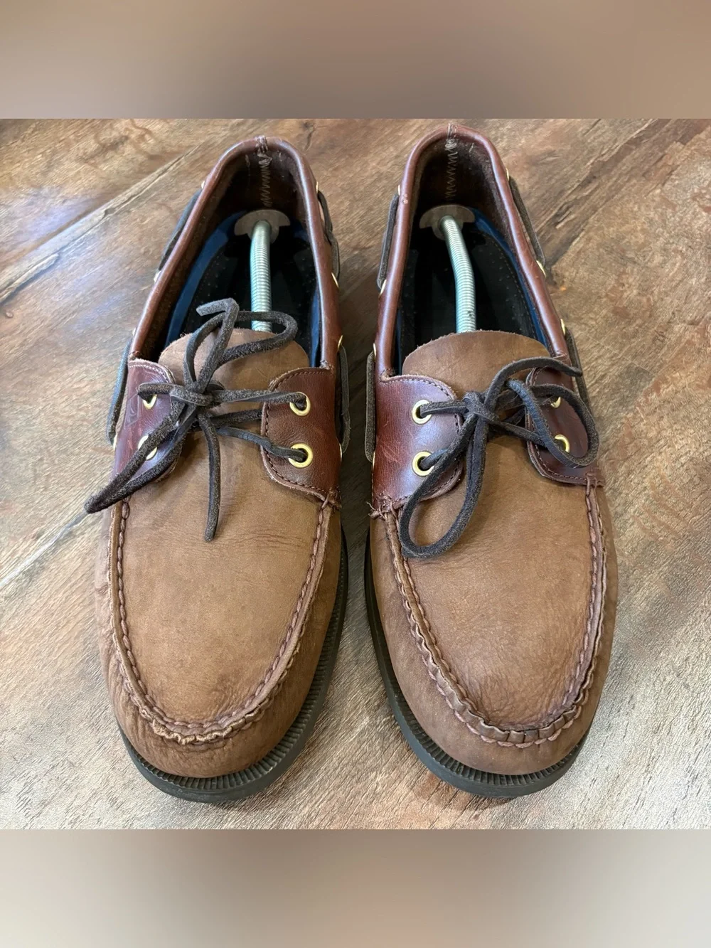 Sperry Top-Sider Men’s 11.5M Brown Leather Boat Shoes 2 Eye Moc Toe Casual